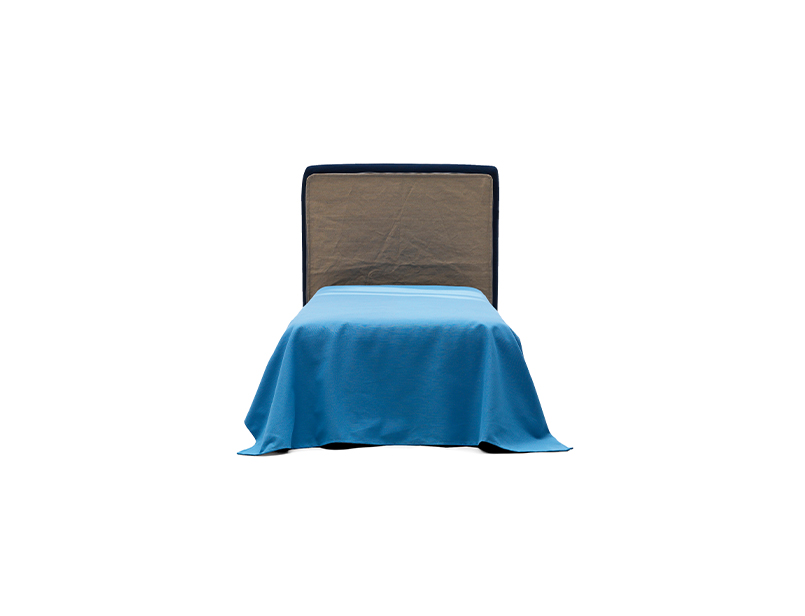 Pouf trasformabile in letto rivestimento in tessuto colore blu - Vega