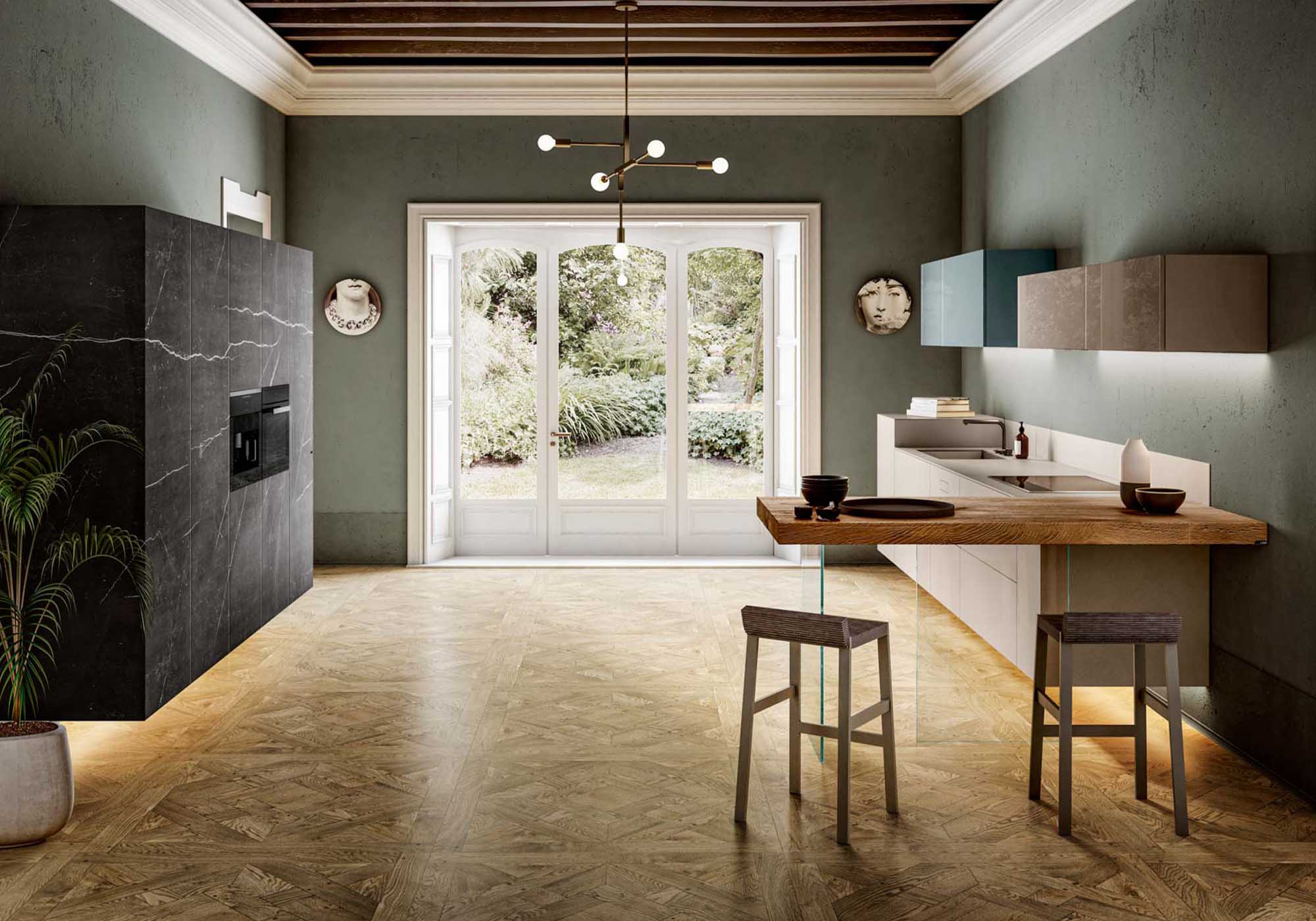 Cucina con isola 36e8 glass - Lago - Fattorini Design