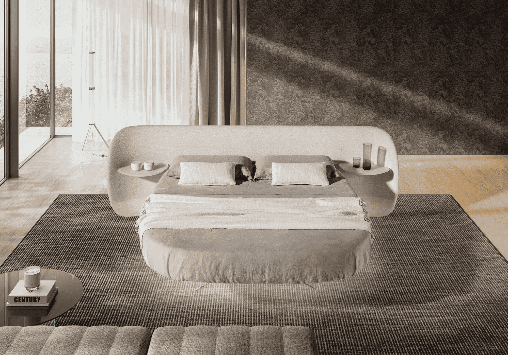 Letto rotondo testiera e pianale freestanding modello 2895 Air Roundy LAGO Design Letto rotondo testiera e pianale freestanding modello 2895 Air Roundy LAGO Design