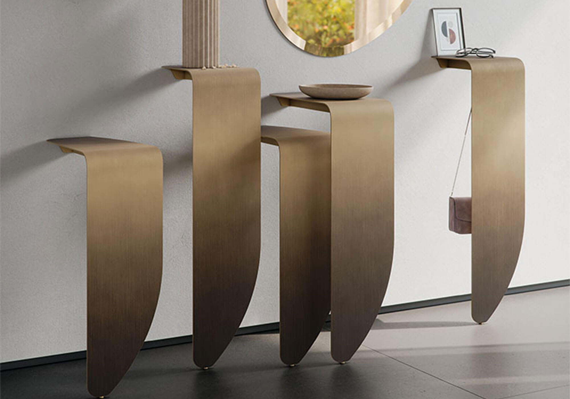 consolle di design a muro in metallo oxybrass Peninsula Cattelan Italia consolle di design a muro in metallo oxybrass Peninsula Cattelan Italia